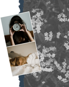 A woman with messy hair holding a clock, expressing frustration with sleepless nights and disrupted sleep cycle patterns
